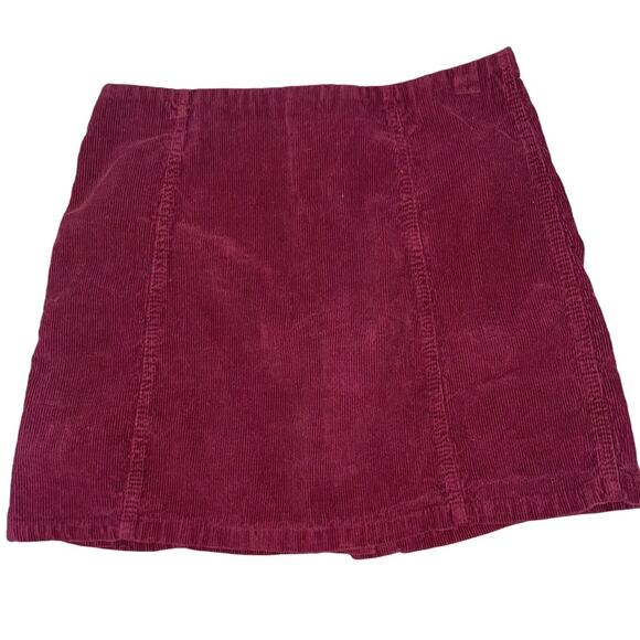 Choles skirt Button Front Corduroy Burgundy/Maroon colored mini skirt SZ M - Picture 3 of 7